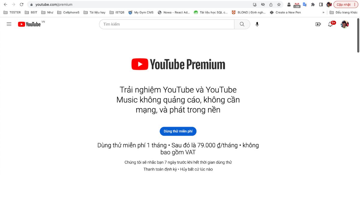 Đăng ký tài khoản Premium để trải nghiệm Youtube không quảng cáo cho Android TV