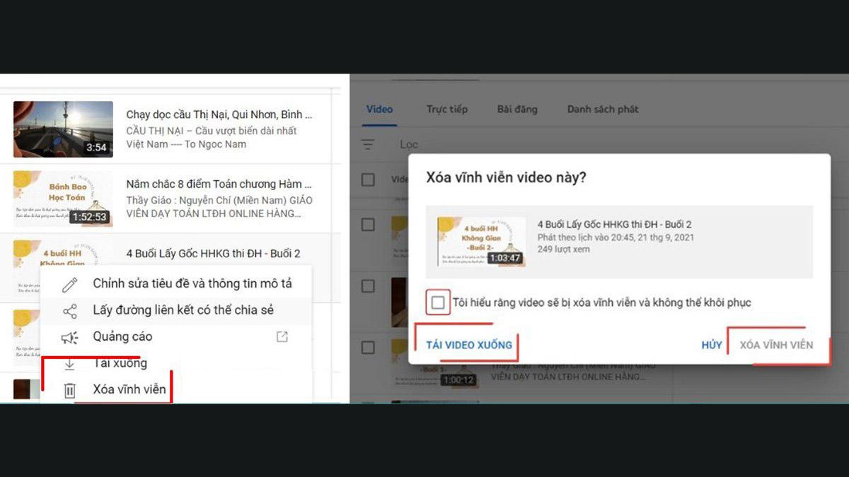 Hướng dẫn cách xoá video trên Youtube bằng điện thoại và máy tính